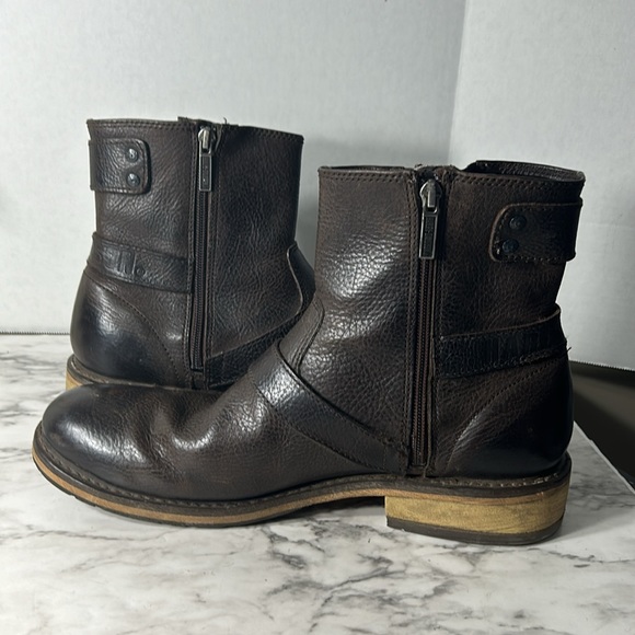 Men’s Harley-Davidson brown leather ankle zip on boots VIBRAM soles SZ 10.5 - Picture 5 of 10